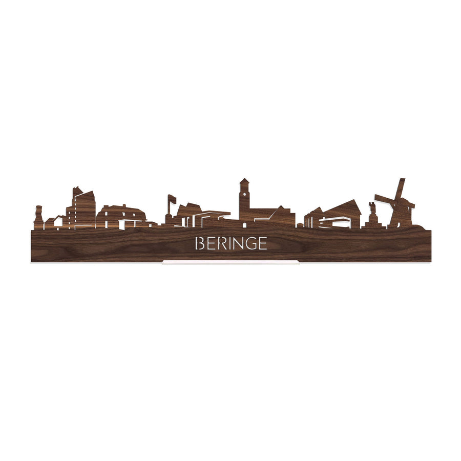 Standing Skyline Beringe Noten houten cadeau decoratie relatiegeschenk van WoodWideCities