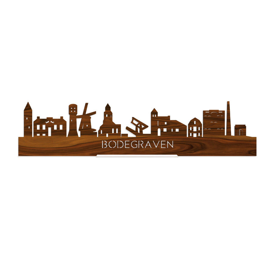 Standing Skyline Bodegraven Palissander houten cadeau decoratie relatiegeschenk van WoodWideCities