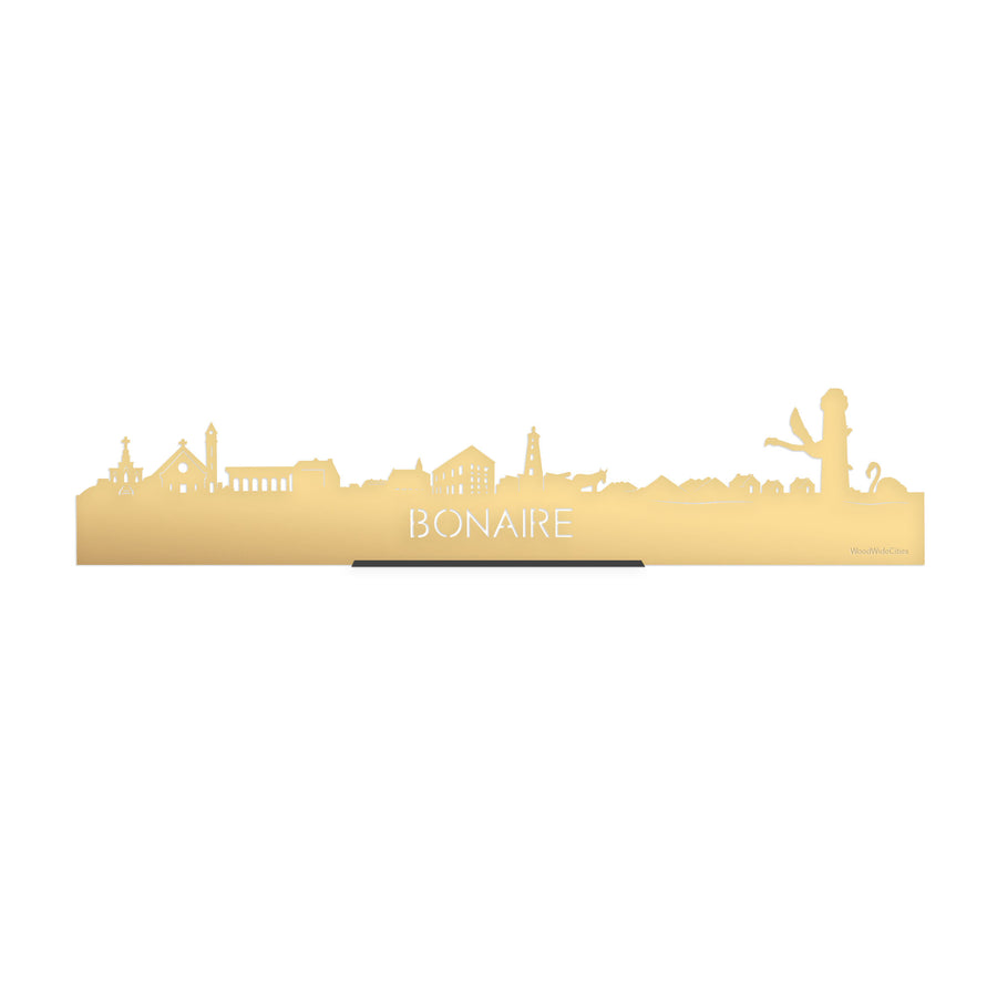 Standing Skyline Bonaire Metallic Goud gerecycled kunststof cadeau decoratie relatiegeschenk van WoodWideCities