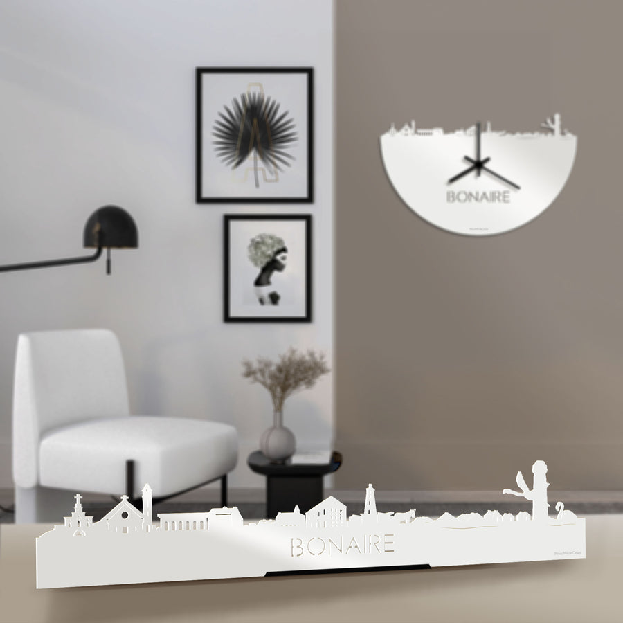 Standing Skyline Bonaire Wit glanzend gerecycled kunststof cadeau decoratie relatiegeschenk van WoodWideCities