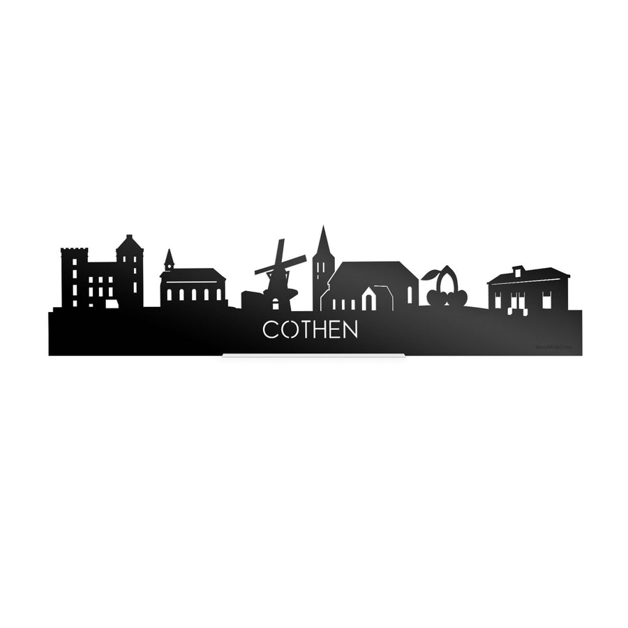 Standing Skyline Cothen Zwart glanzend gerecycled kunststof cadeau decoratie relatiegeschenk van WoodWideCities