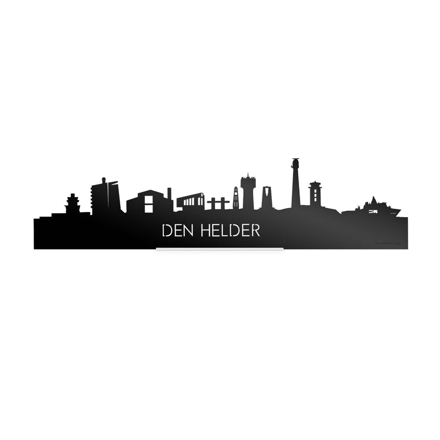 Standing Skyline Den Helder Zwart Glanzend 40 cm houten cadeau decoratie relatiegeschenk van WoodWideCities