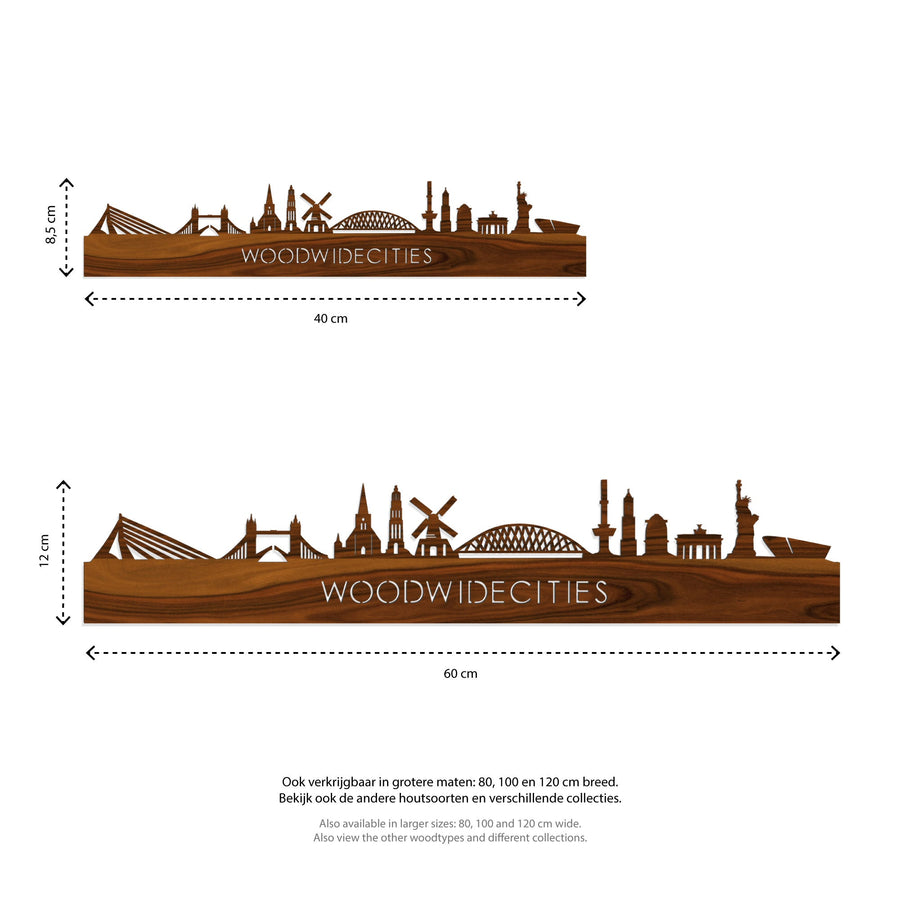 Standing Skyline Doesburg Palissander houten cadeau decoratie relatiegeschenk van WoodWideCities