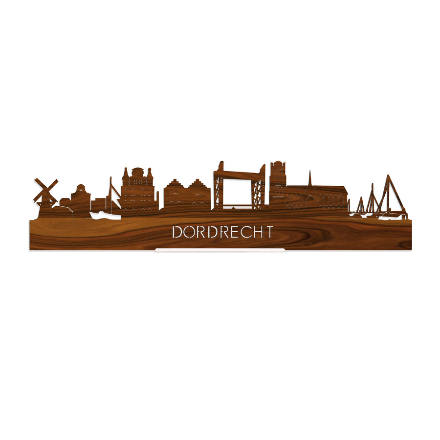 Standing Skyline Dordrecht Palissander houten cadeau decoratie relatiegeschenk van WoodWideCities