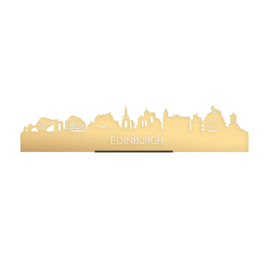 Standing Skyline Edinburgh Goud Metallic 40 cm houten cadeau decoratie relatiegeschenk van WoodWideCities