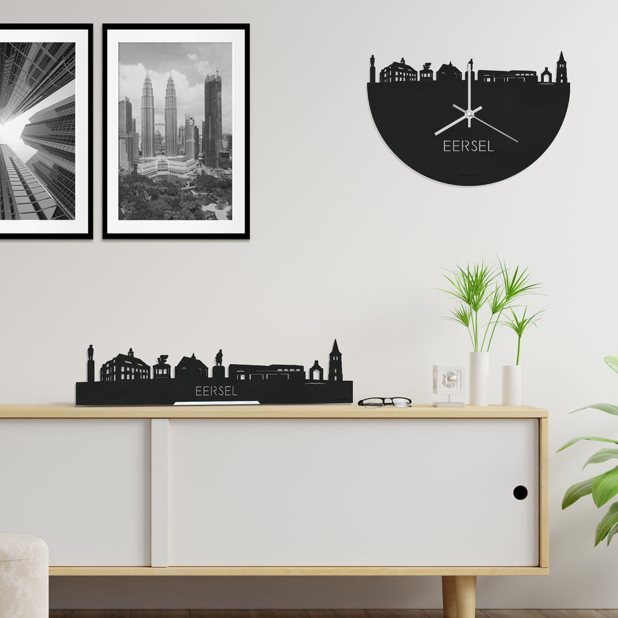 Standing Skyline Eersel Zwart houten cadeau decoratie relatiegeschenk van WoodWideCities
