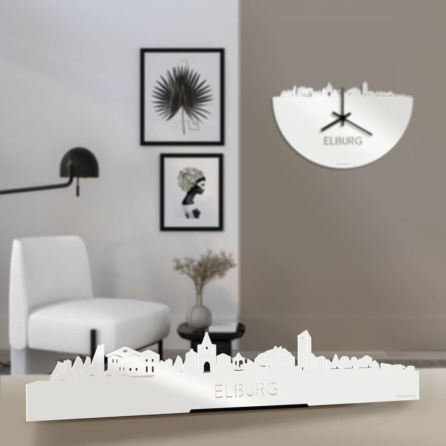 Standing Skyline Elburg Wit glanzend gerecycled kunststof cadeau decoratie relatiegeschenk van WoodWideCities