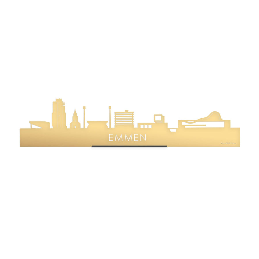 Standing Skyline Emmen Goud Metallic 40 cm houten cadeau decoratie relatiegeschenk van WoodWideCities