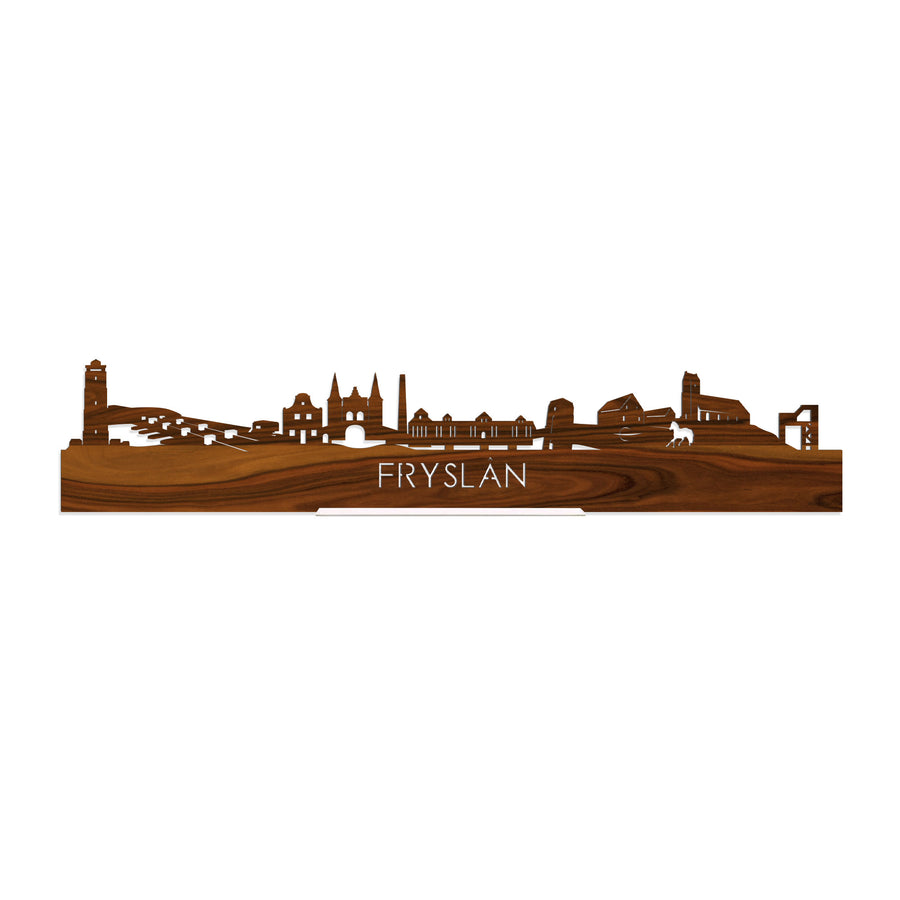 Standing Skyline Fryslan Palissander houten cadeau decoratie relatiegeschenk van WoodWideCities