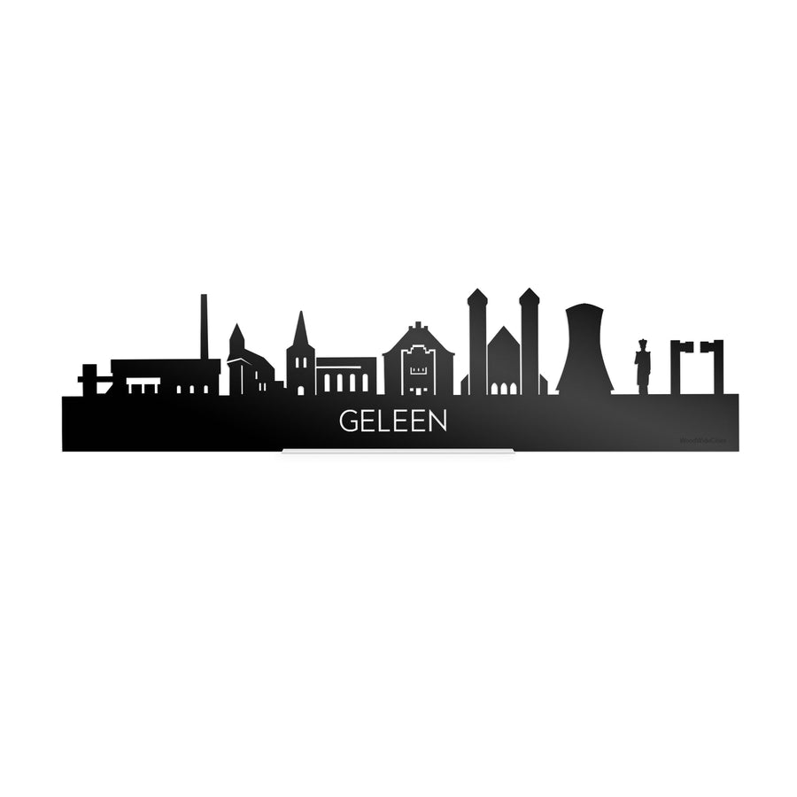 Standing Skyline Geleen Zwart glanzend gerecycled kunststof cadeau decoratie relatiegeschenk van WoodWideCities