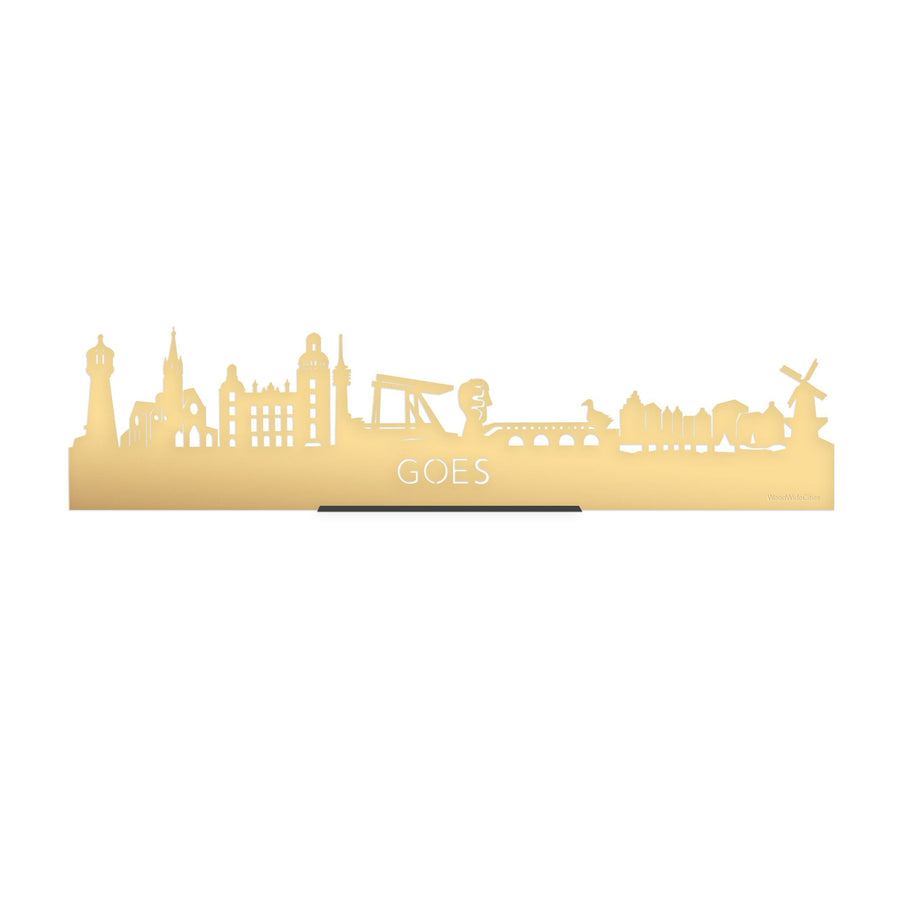Standing Skyline Goes Goud Metallic 40 cm houten cadeau decoratie relatiegeschenk van WoodWideCities