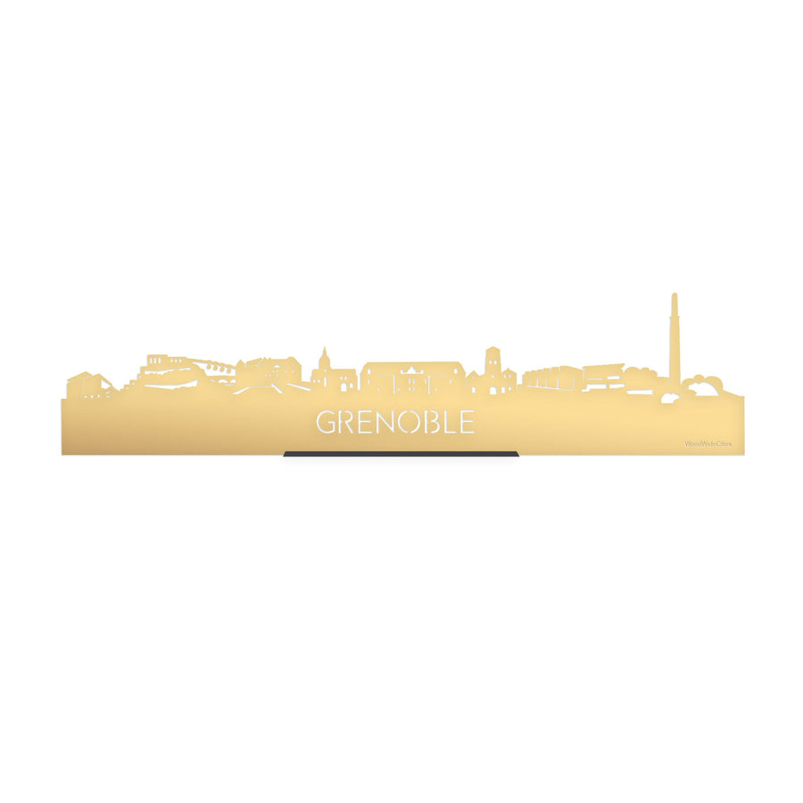 Standing Skyline Grenoble Metallic Goud gerecycled kunststof cadeau decoratie relatiegeschenk van WoodWideCities