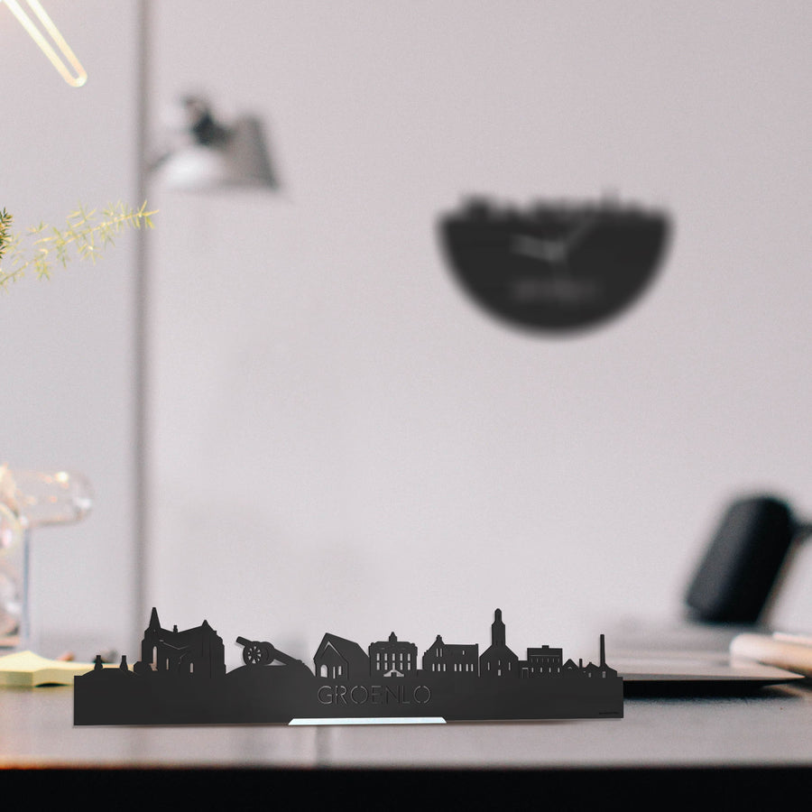 Standing Skyline Groenlo Zwart houten cadeau decoratie relatiegeschenk van WoodWideCities