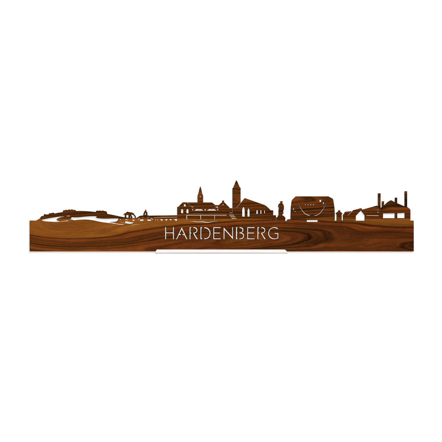 Standing Skyline Hardenberg Palissander houten cadeau decoratie relatiegeschenk van WoodWideCities