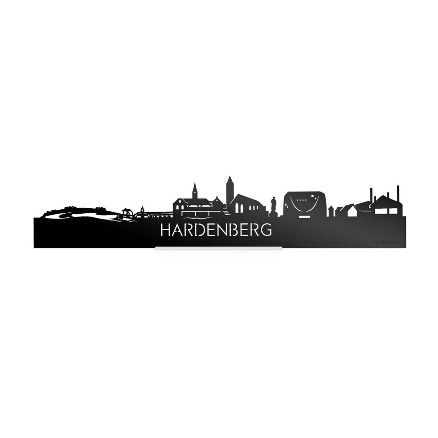 Standing Skyline Hardenberg Zwart glanzend gerecycled kunststof cadeau decoratie relatiegeschenk van WoodWideCities