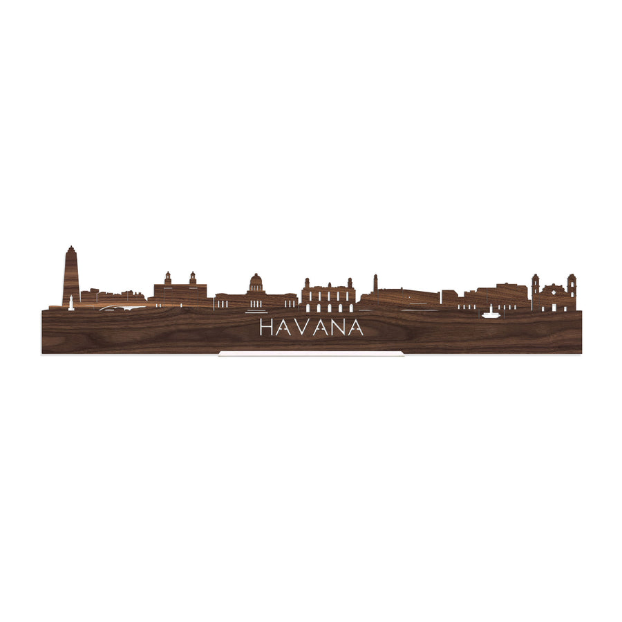 Standing Skyline Havana Noten houten cadeau decoratie relatiegeschenk van WoodWideCities