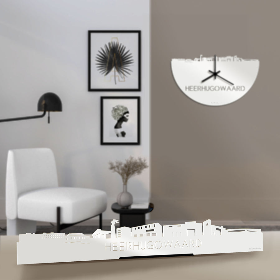 Standing Skyline Heerhugowaard Wit glanzend gerecycled kunststof cadeau decoratie relatiegeschenk van WoodWideCities