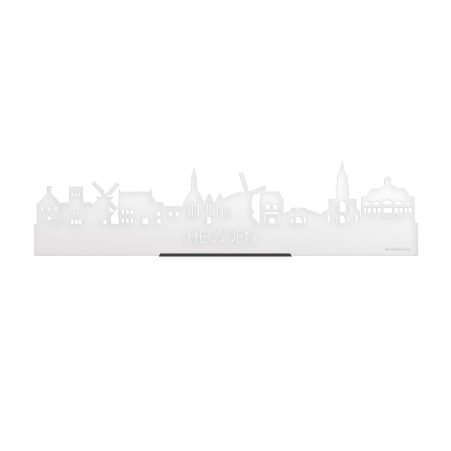 Standing Skyline Heusden Wit glanzend gerecycled kunststof cadeau decoratie relatiegeschenk van WoodWideCities