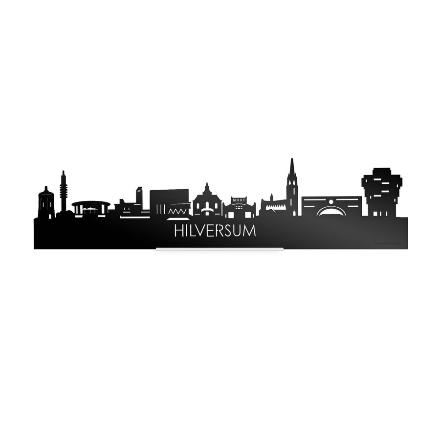 Standing Skyline Hilversum Zwart Glanzend 40 cm houten cadeau decoratie relatiegeschenk van WoodWideCities