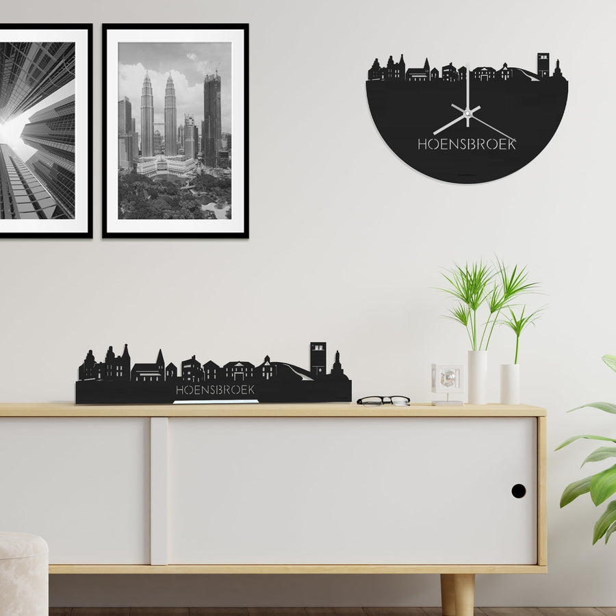 Standing Skyline Hoensbroek Zwart houten cadeau decoratie relatiegeschenk van WoodWideCities