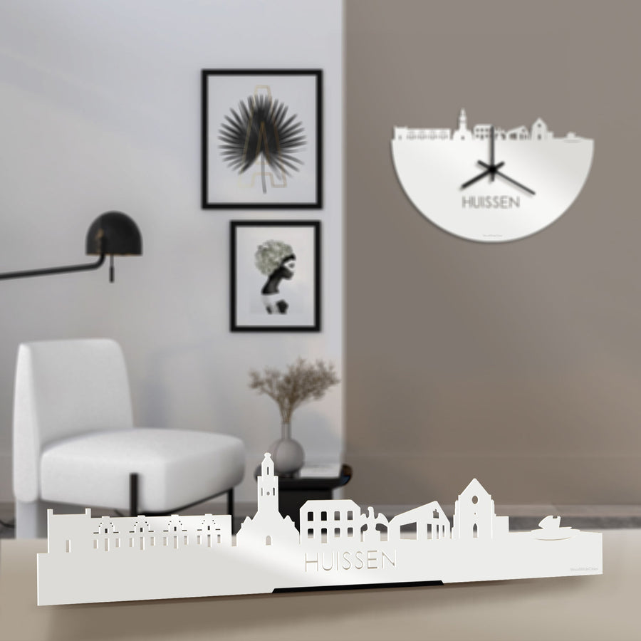 Standing Skyline Huissen Wit glanzend gerecycled kunststof cadeau decoratie relatiegeschenk van WoodWideCities