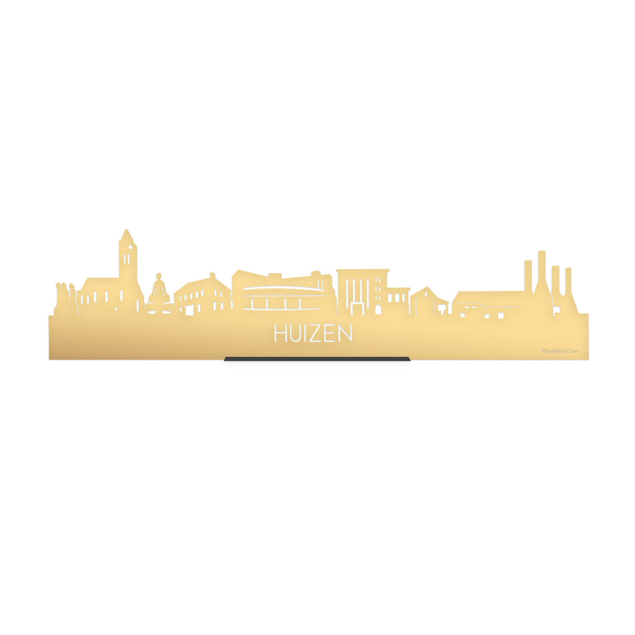 Standing Skyline Huizen Metallic Goud gerecycled kunststof cadeau decoratie relatiegeschenk van WoodWideCities