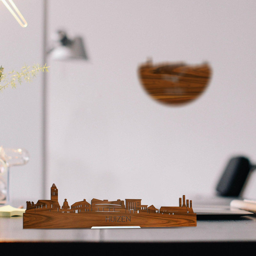 Standing Skyline Huizen Palissander houten cadeau decoratie relatiegeschenk van WoodWideCities