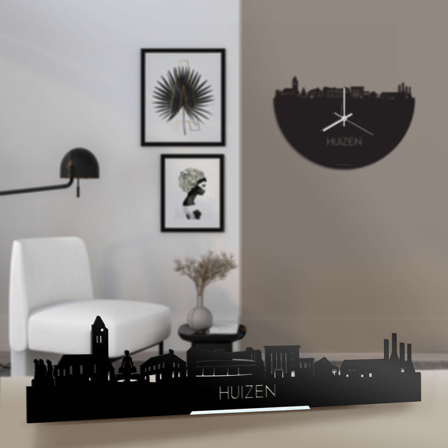 Standing Skyline Huizen Zwart glanzend gerecycled kunststof cadeau decoratie relatiegeschenk van WoodWideCities