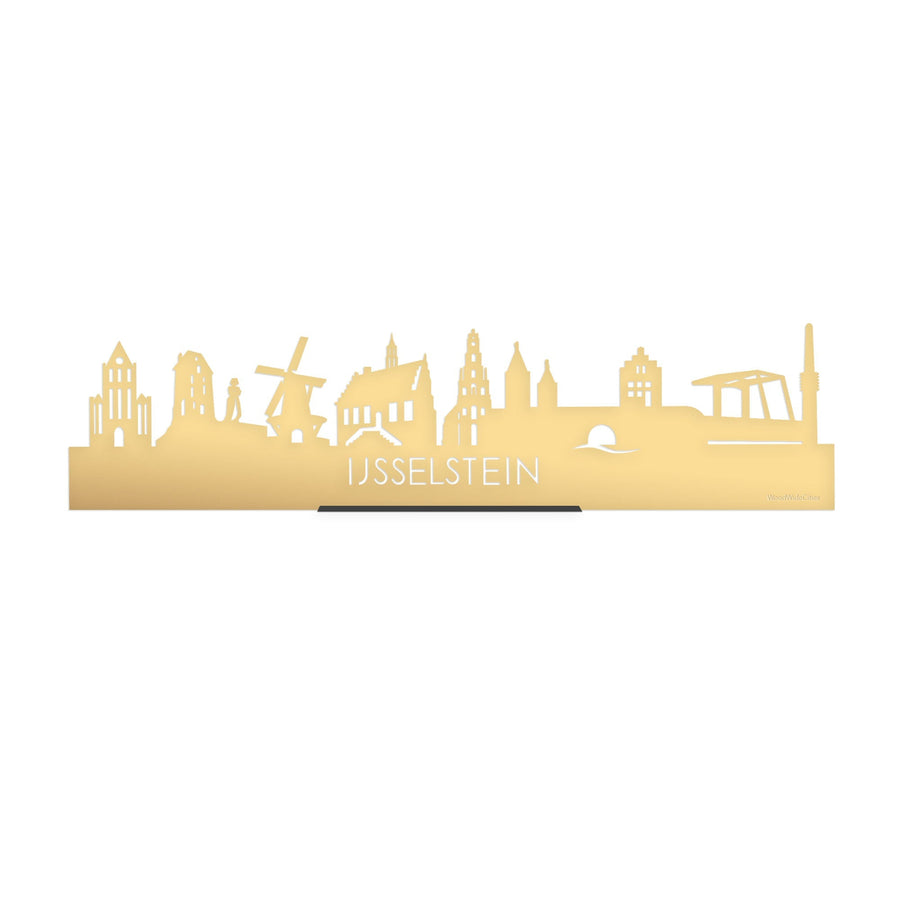 Standing Skyline IJsselstein Goud Metallic 40 cm houten cadeau decoratie relatiegeschenk van WoodWideCities