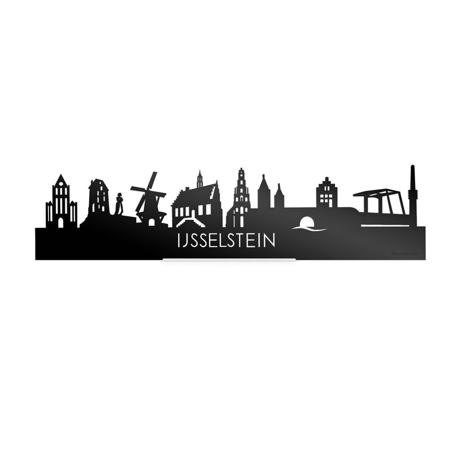 Standing Skyline IJsselstein Zwart Glanzend 40 cm houten cadeau decoratie relatiegeschenk van WoodWideCities
