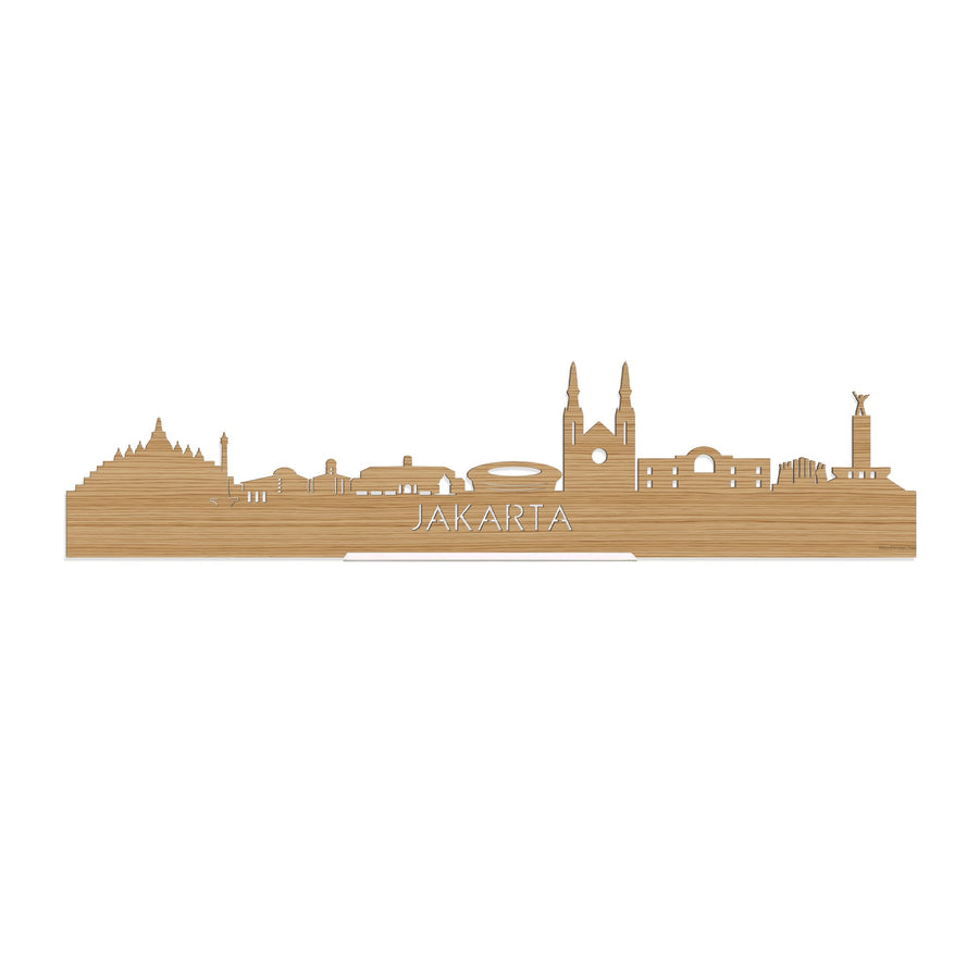Standing Skyline Jakarta Bamboe houten cadeau decoratie relatiegeschenk van WoodWideCities