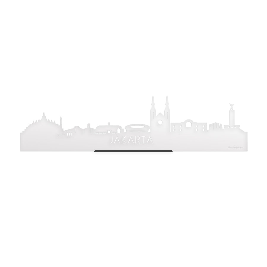 Standing Skyline Jakarta Wit glanzend gerecycled kunststof cadeau decoratie relatiegeschenk van WoodWideCities