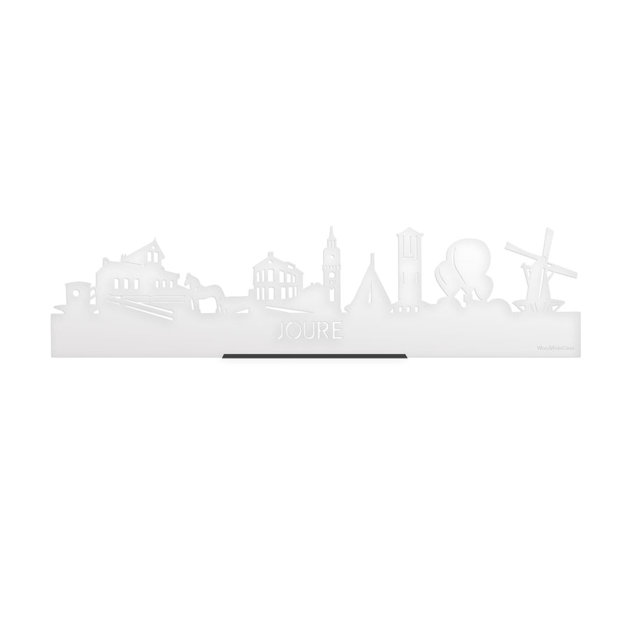 Standing Skyline Joure Wit Glanzend 40 cm houten cadeau decoratie relatiegeschenk van WoodWideCities