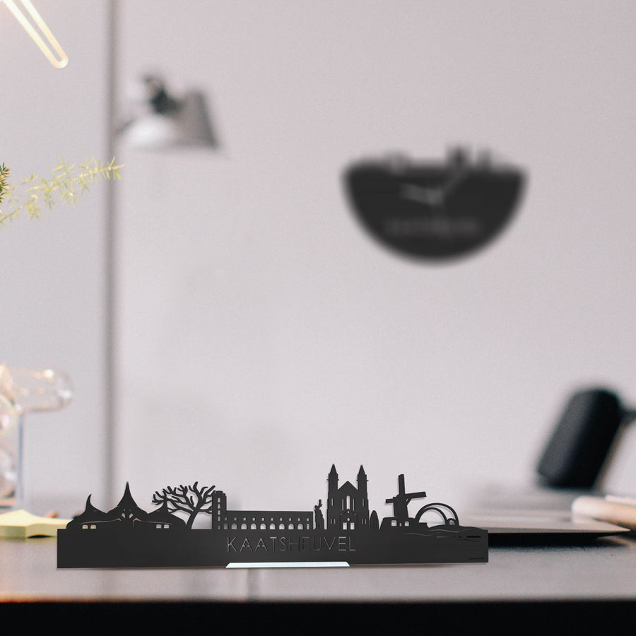 Standing Skyline Kaatsheuvel Zwart houten cadeau decoratie relatiegeschenk van WoodWideCities