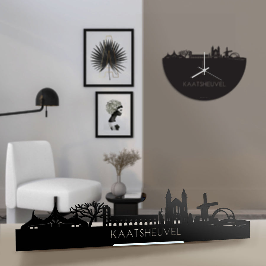 Standing Skyline Kaatsheuvel Zwart glanzend gerecycled kunststof cadeau decoratie relatiegeschenk van WoodWideCities