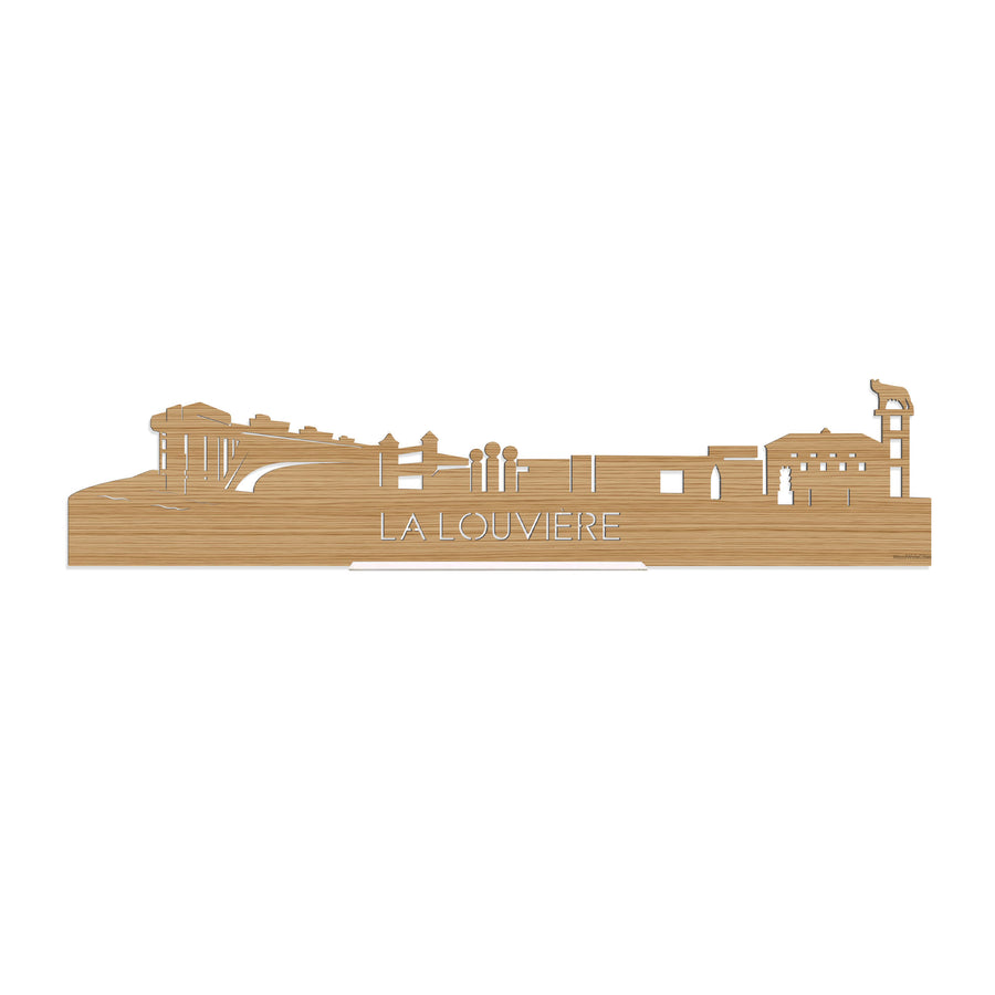 Standing Skyline La Louvière Bamboe houten cadeau decoratie relatiegeschenk van WoodWideCities