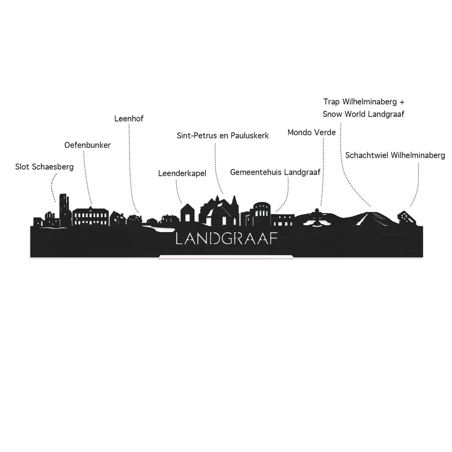 Standing Skyline Landgraaf Zwart houten cadeau decoratie relatiegeschenk van WoodWideCities