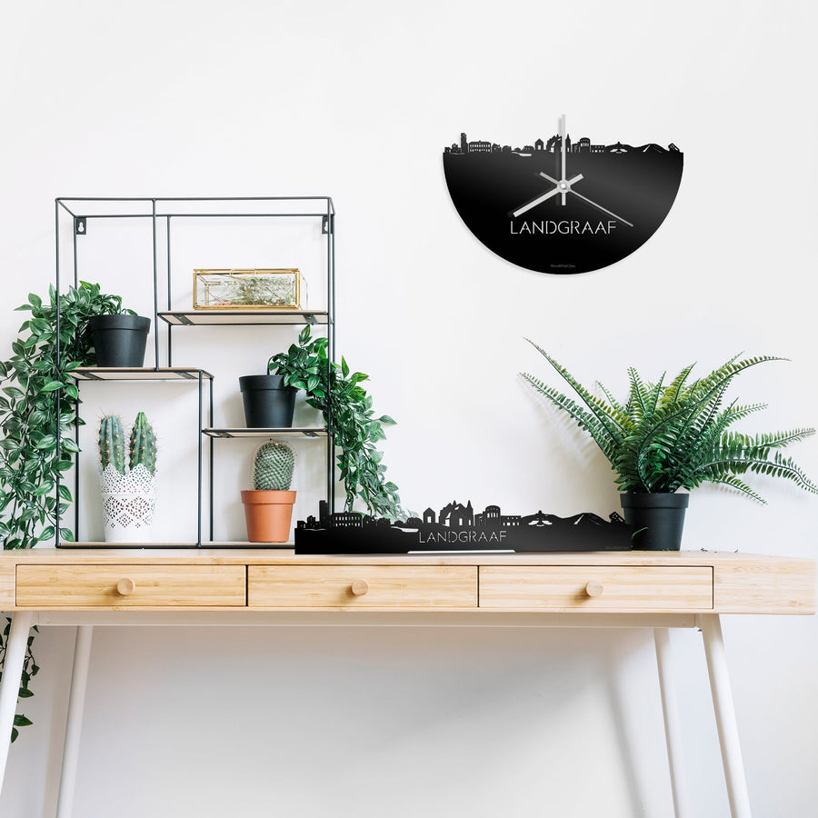 Standing Skyline Landgraaf Zwart glanzend gerecycled kunststof cadeau decoratie relatiegeschenk van WoodWideCities