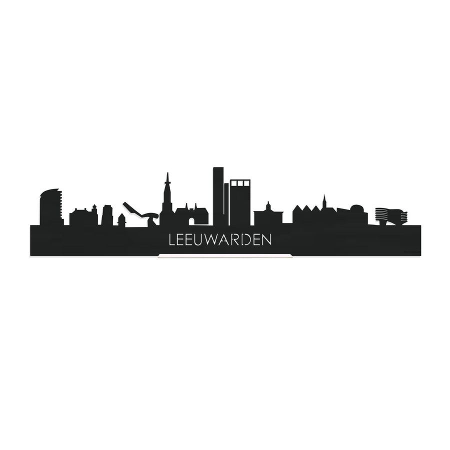 Standing Skyline Leeuwarden Zwart houten cadeau decoratie relatiegeschenk van WoodWideCities
