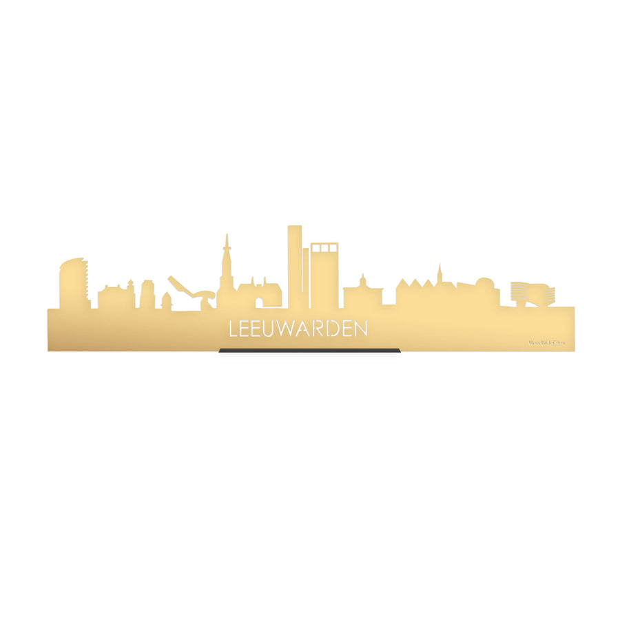 Standing Skyline Leeuwarden Metallic Goud gerecycled kunststof cadeau decoratie relatiegeschenk van WoodWideCities