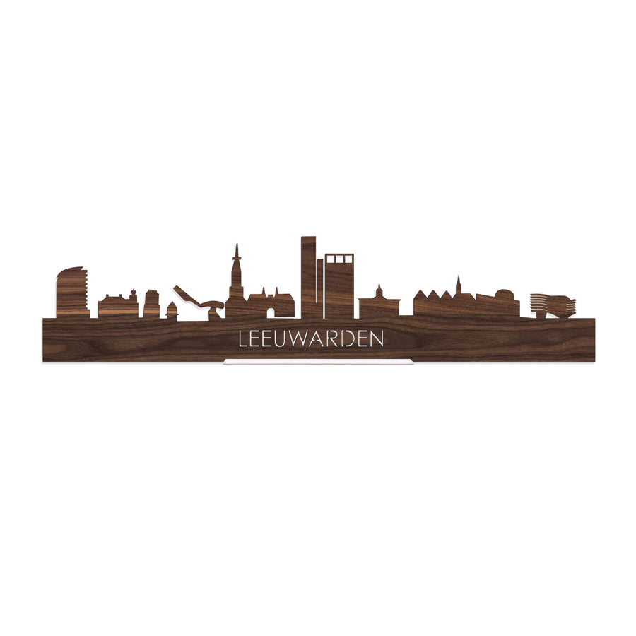 Standing Skyline Leeuwarden Noten houten cadeau decoratie relatiegeschenk van WoodWideCities