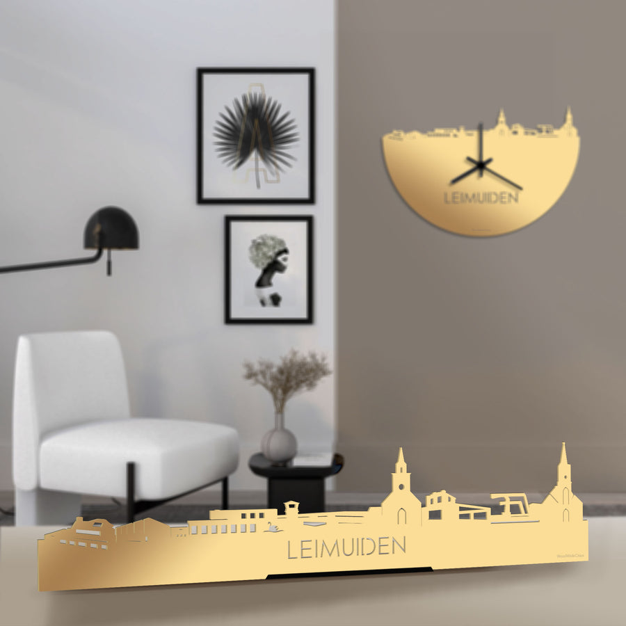 Standing Skyline Leimuiden Metallic Goud gerecycled kunststof cadeau decoratie relatiegeschenk van WoodWideCities