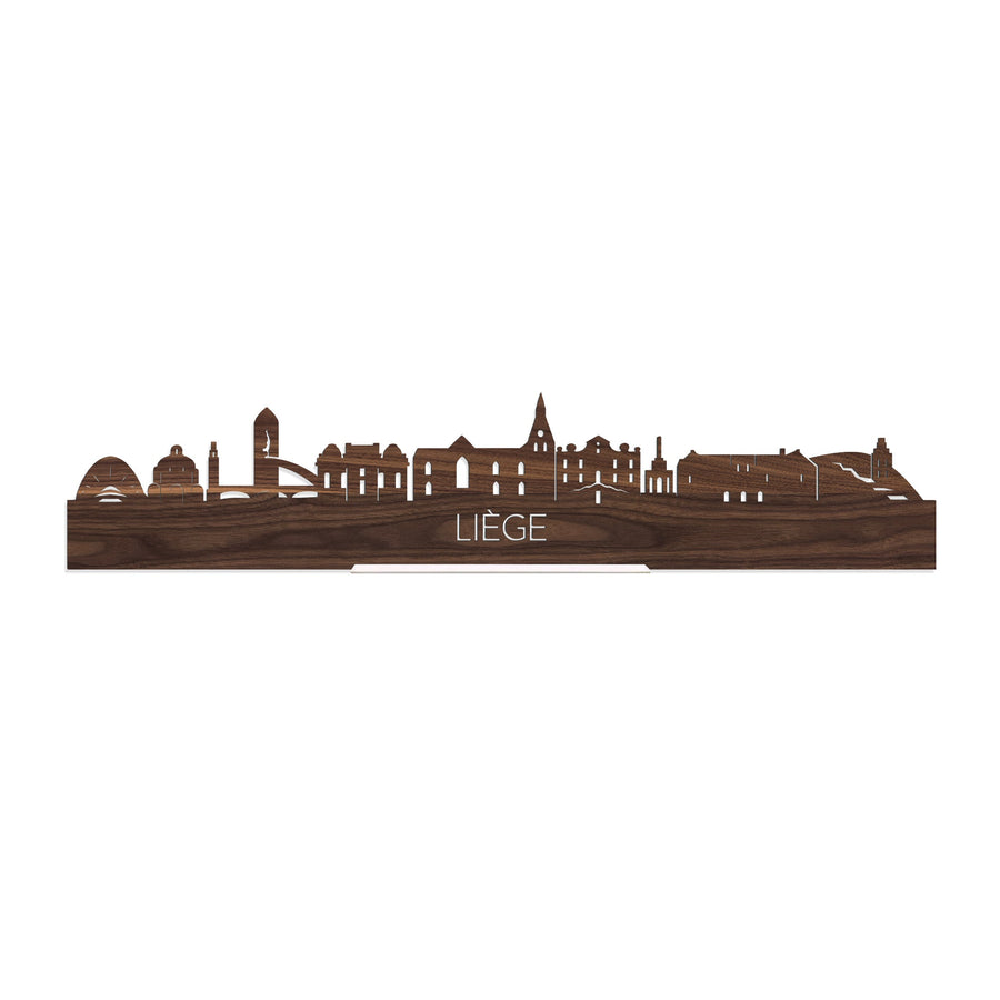 Standing Skyline Liège Noten houten cadeau decoratie relatiegeschenk van WoodWideCities