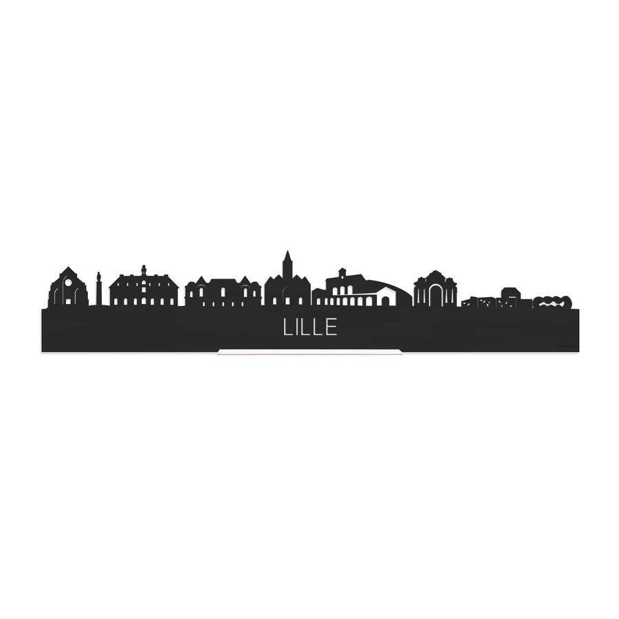 Standing Skyline Lille Zwart houten cadeau decoratie relatiegeschenk van WoodWideCities