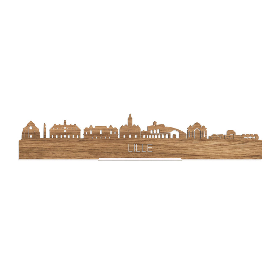 Standing Skyline Lille Eiken houten cadeau decoratie relatiegeschenk van WoodWideCities