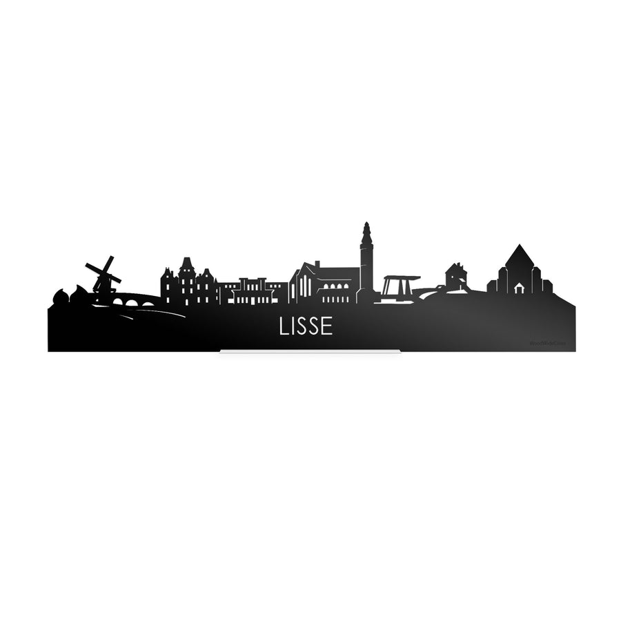 Standing Skyline Lisse Zwart glanzend gerecycled kunststof cadeau decoratie relatiegeschenk van WoodWideCities