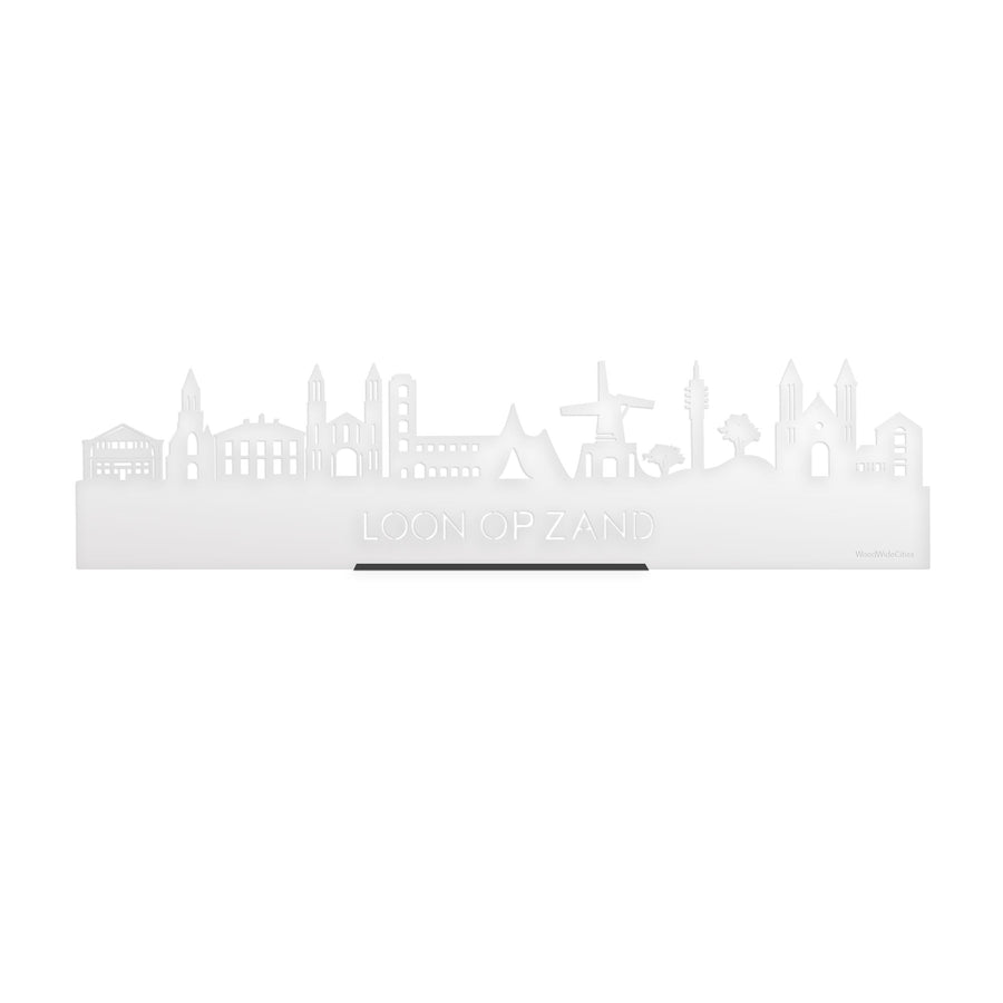 Standing Skyline Loon op Zand Wit Glanzend 40 cm houten cadeau decoratie relatiegeschenk van WoodWideCities