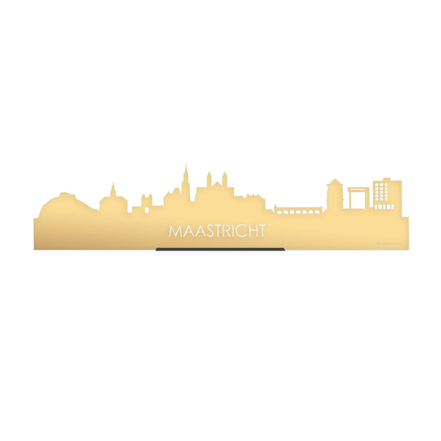 Standing Skyline Maastricht Goud Metallic 40 cm houten cadeau decoratie relatiegeschenk van WoodWideCities