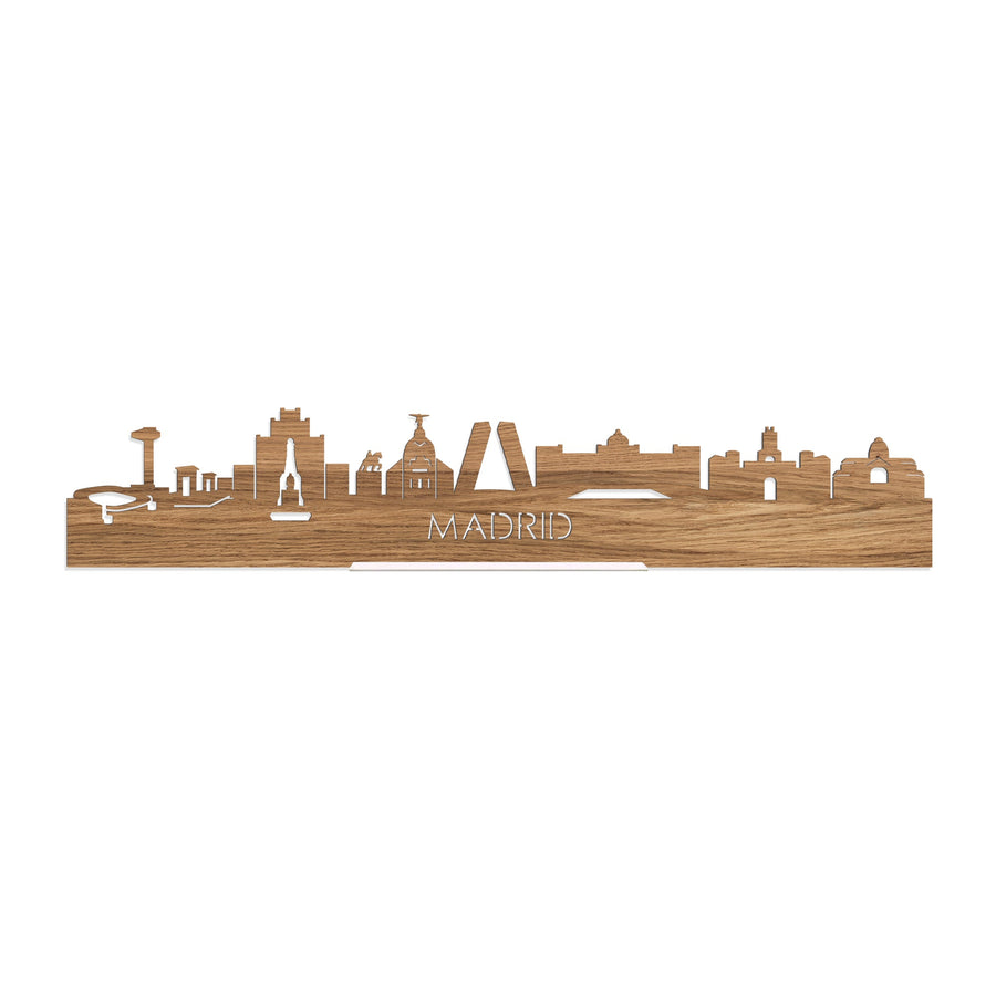 Standing Skyline Madrid Eiken houten cadeau decoratie relatiegeschenk van WoodWideCities