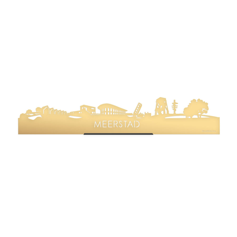 Standing Skyline Meerstad Goud Metallic 40 cm houten cadeau decoratie relatiegeschenk van WoodWideCities